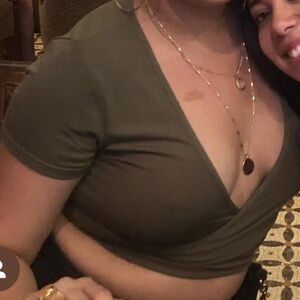 Olive Green Tie-Front Women Top